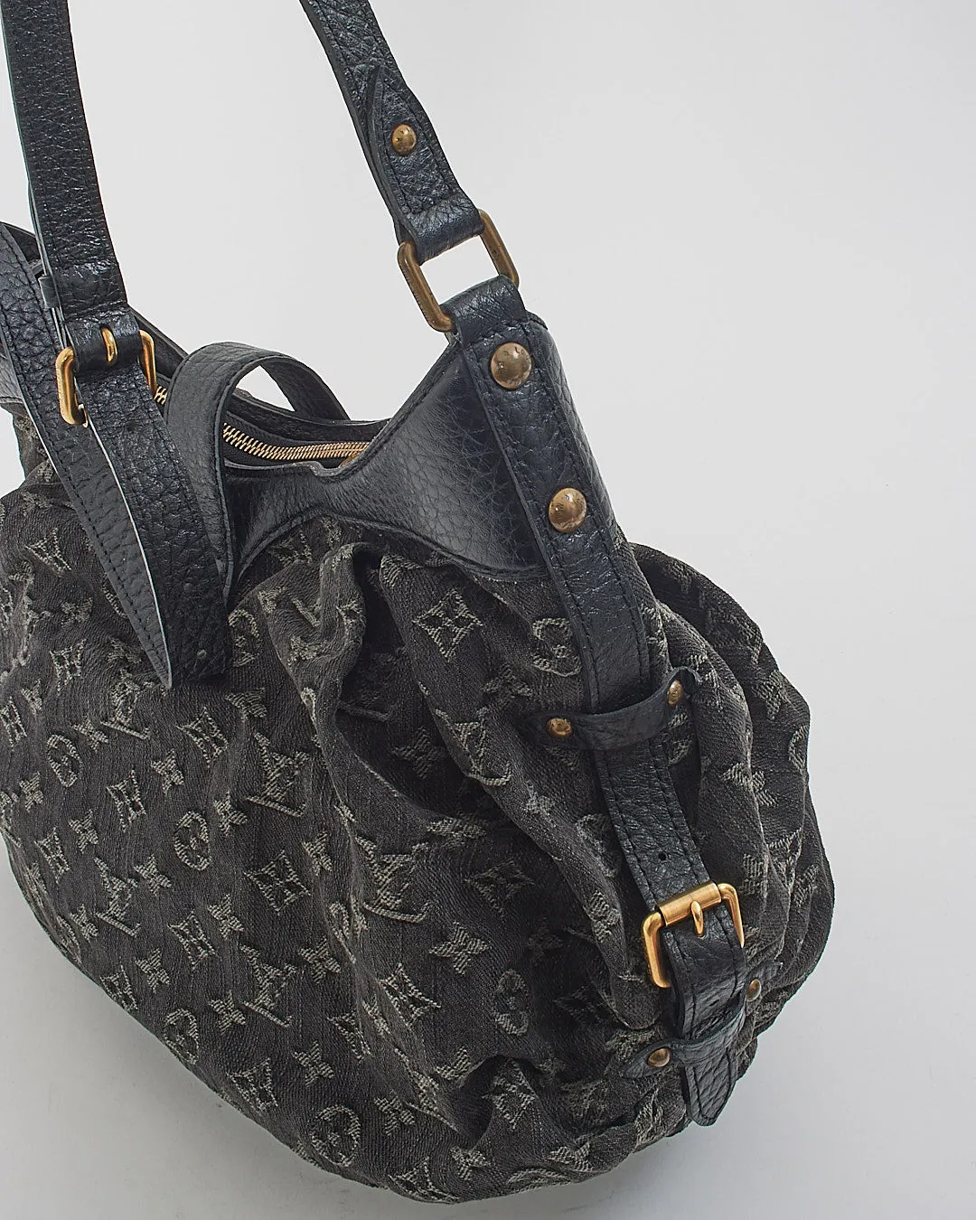 Louis Vuitton Black Monogram Denim Mahina XS Shoulder Bag