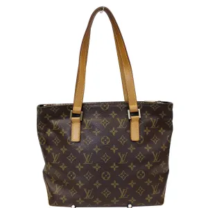 LOUIS VUITTON Cabas Piano Monogram Canvas Shoulder Bag Brown