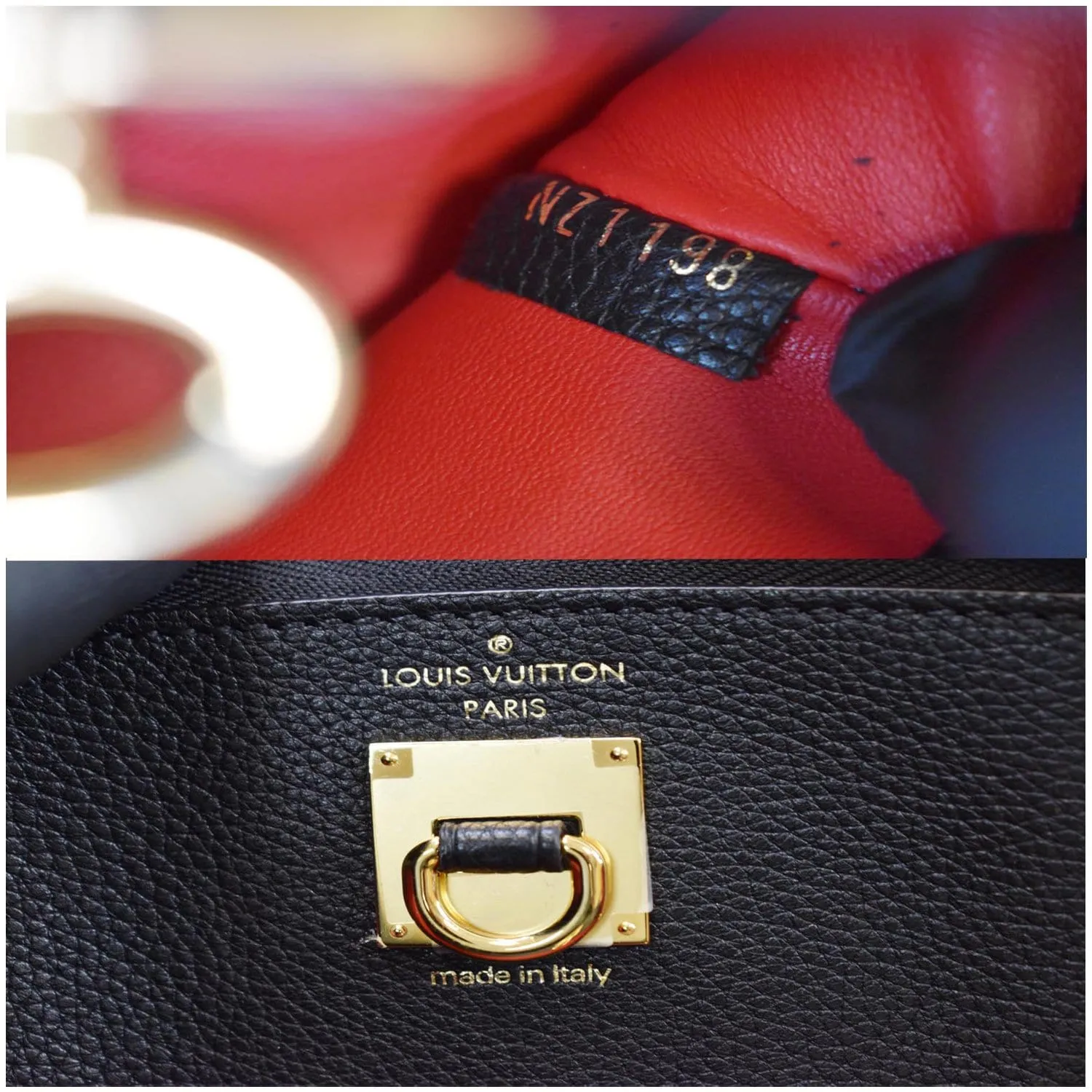 LOUIS VUITTON City Steamer PM Leather Shoulder Bag Red Black
