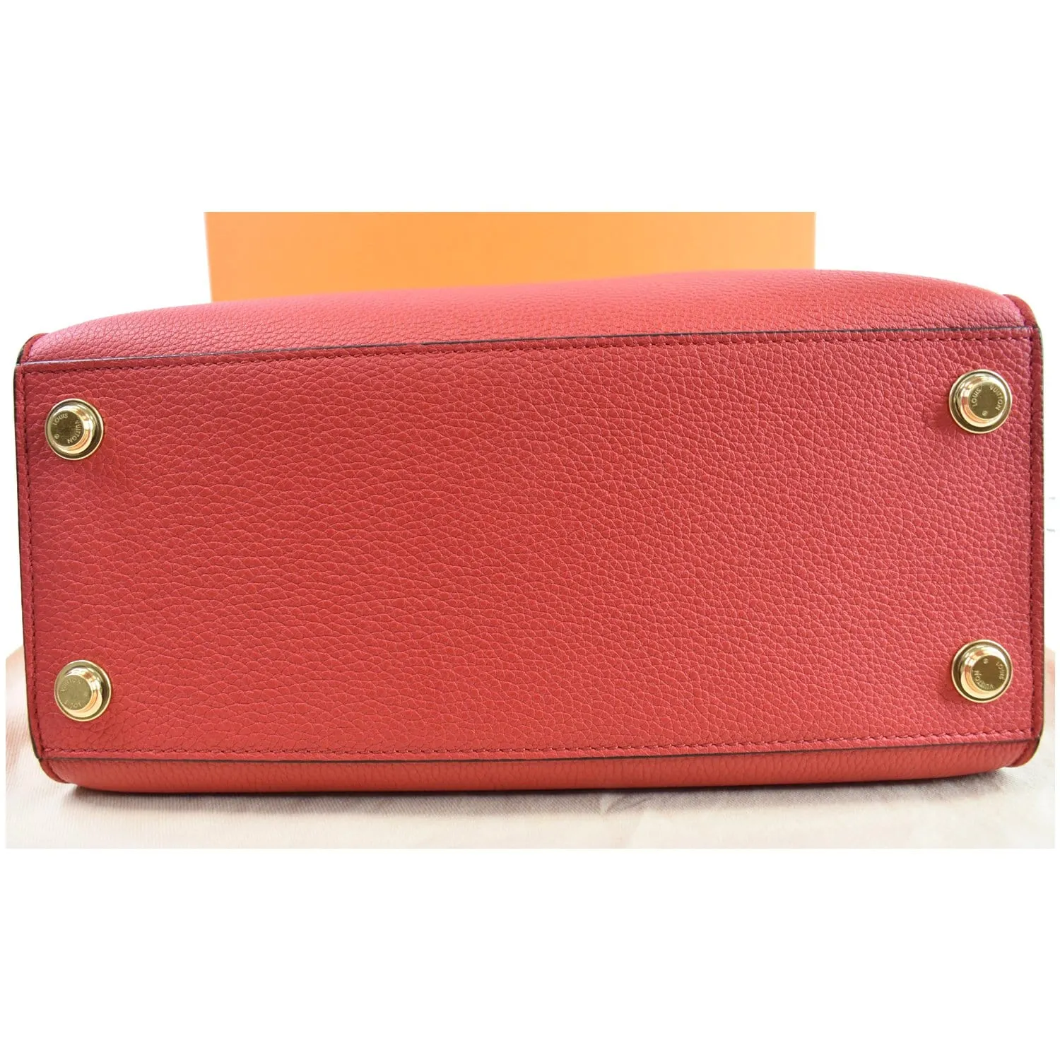 LOUIS VUITTON City Steamer PM Leather Shoulder Bag Red Black