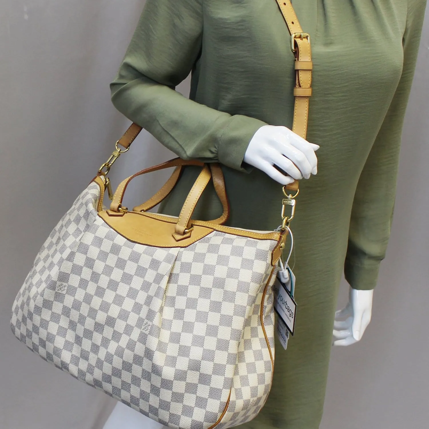 LOUIS VUITTON Damier Azur Siracusa GM Shoulder Handbag