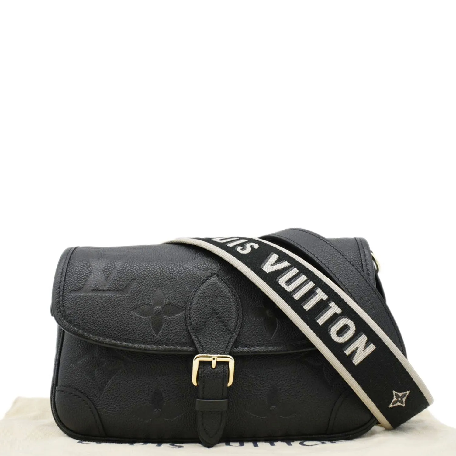 LOUIS VUITTON Diane Monogram Empreinte Leather Crossbody Bag Black