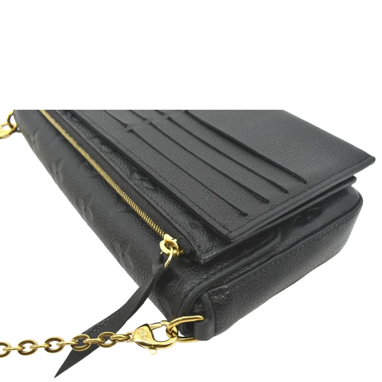 LOUIS VUITTON Felicie Monogram Empreinte Chain Pochette Crossbody Bag Black