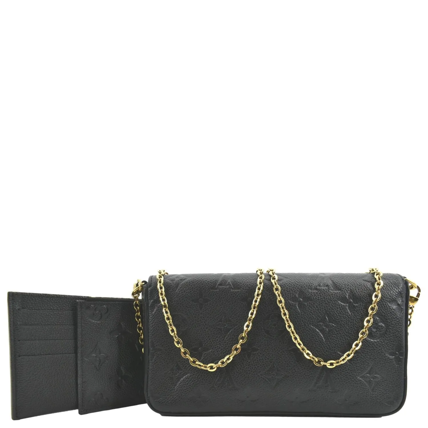 LOUIS VUITTON Felicie Monogram Empreinte Chain Pochette Crossbody Bag Black