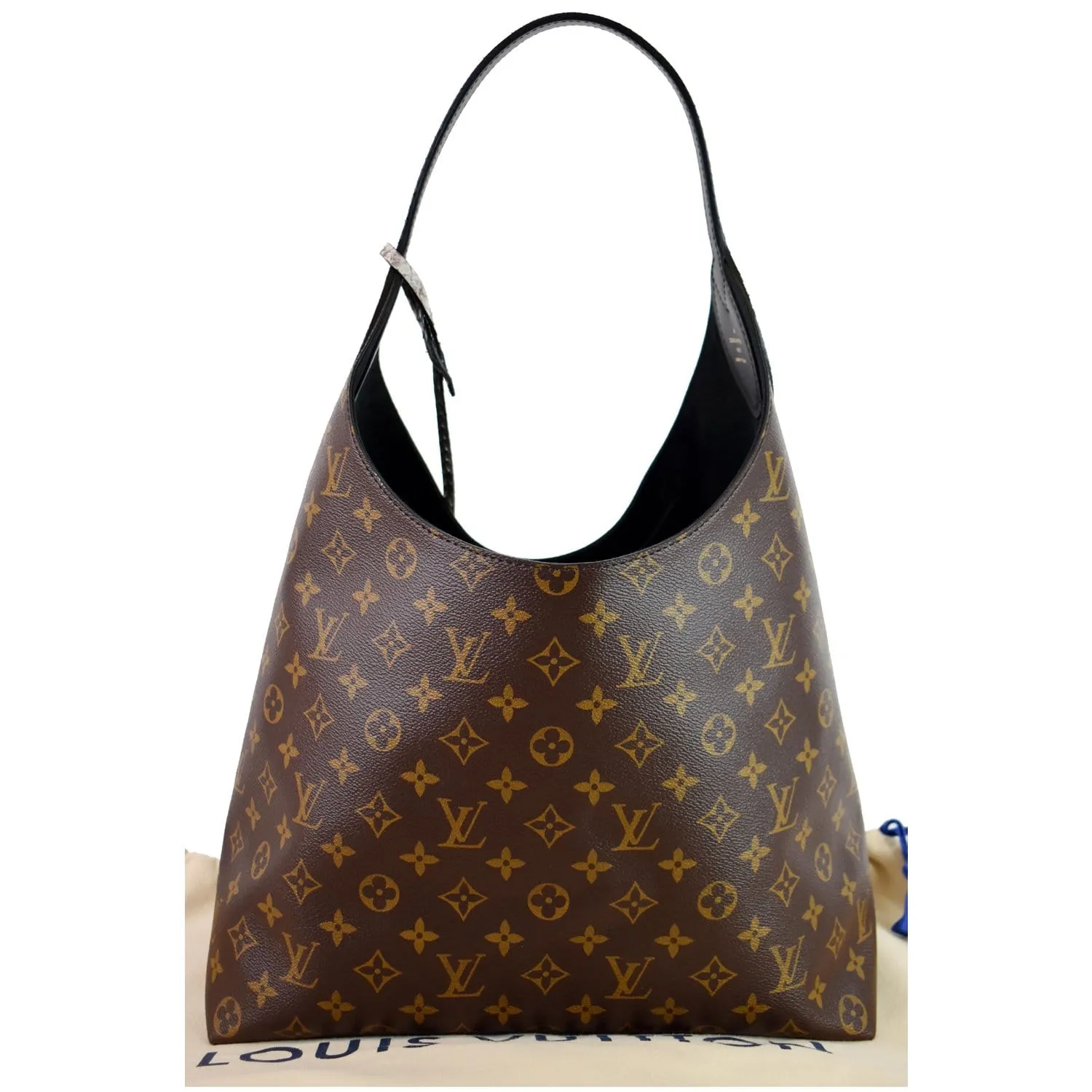 LOUIS VUITTON Flower Monogram Canvas Shoulder Hobo Bag Brown