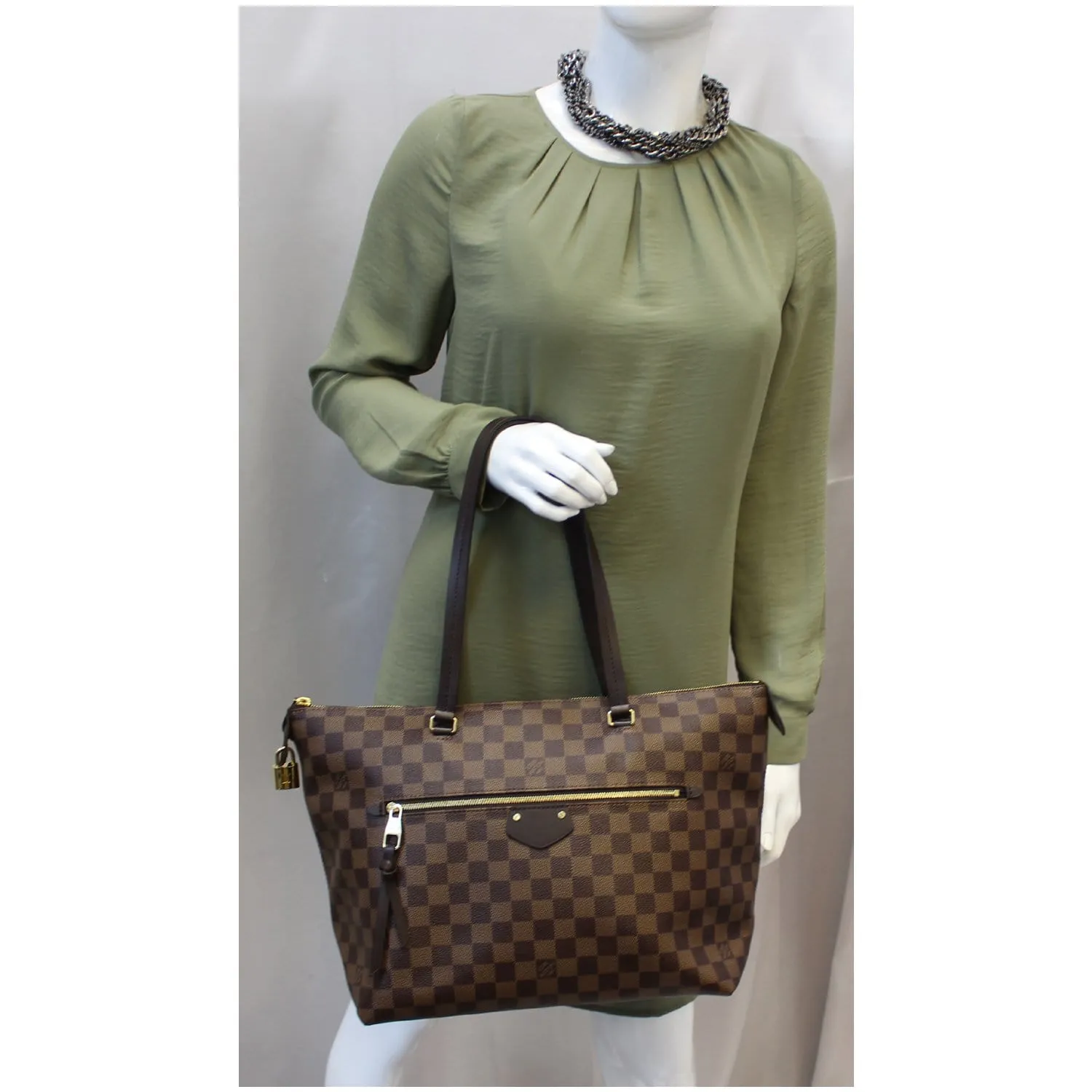 LOUIS VUITTON Iena MM Damier Ebene Shoulder Bag Brown