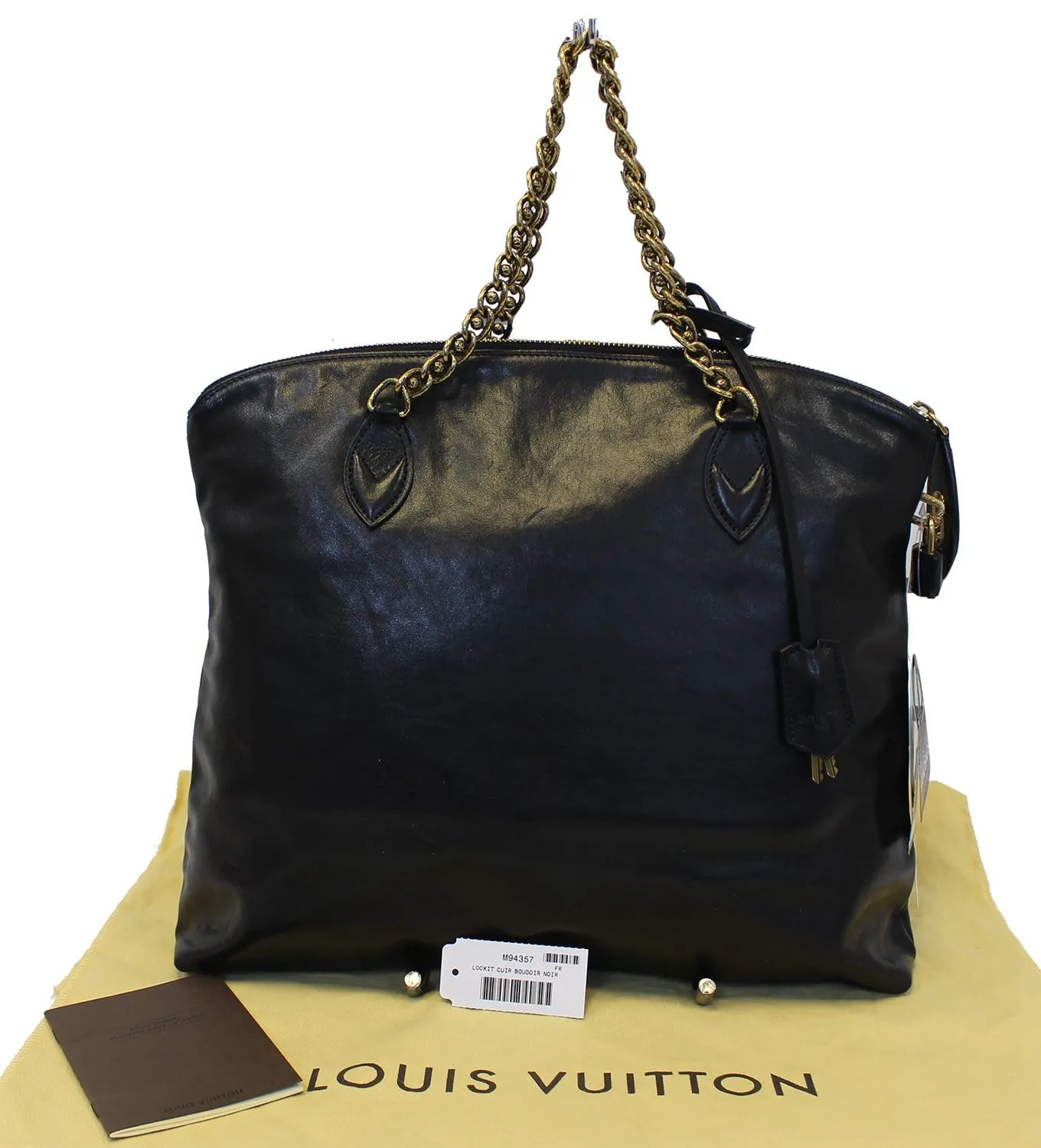 LOUIS VUITTON Lockit Black Cuir Boudoir Leather Chain Shoulder Bag