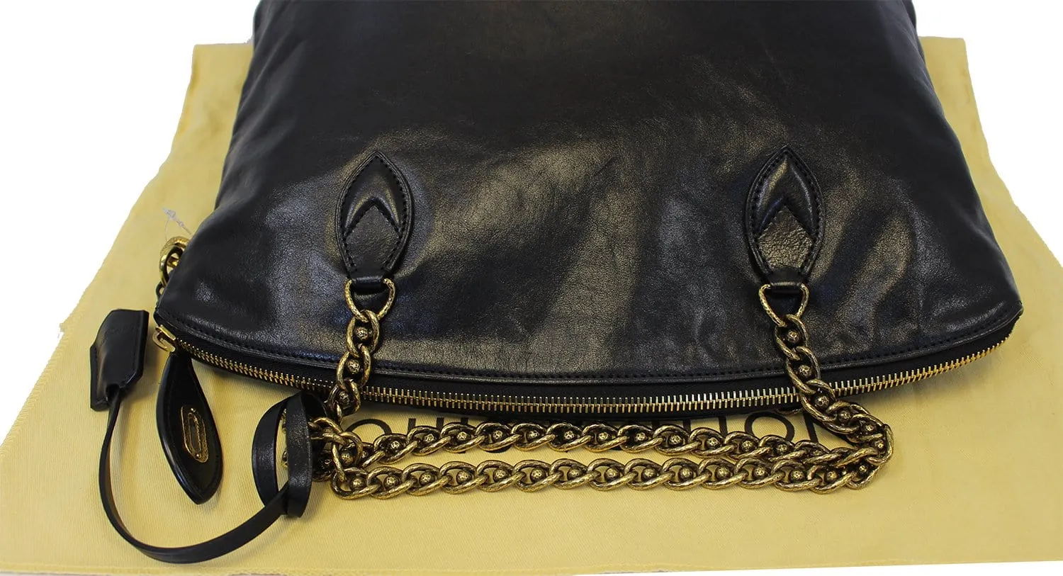 LOUIS VUITTON Lockit Black Cuir Boudoir Leather Chain Shoulder Bag
