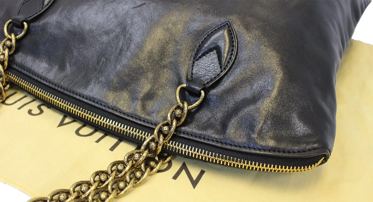 LOUIS VUITTON Lockit Black Cuir Boudoir Leather Chain Shoulder Bag