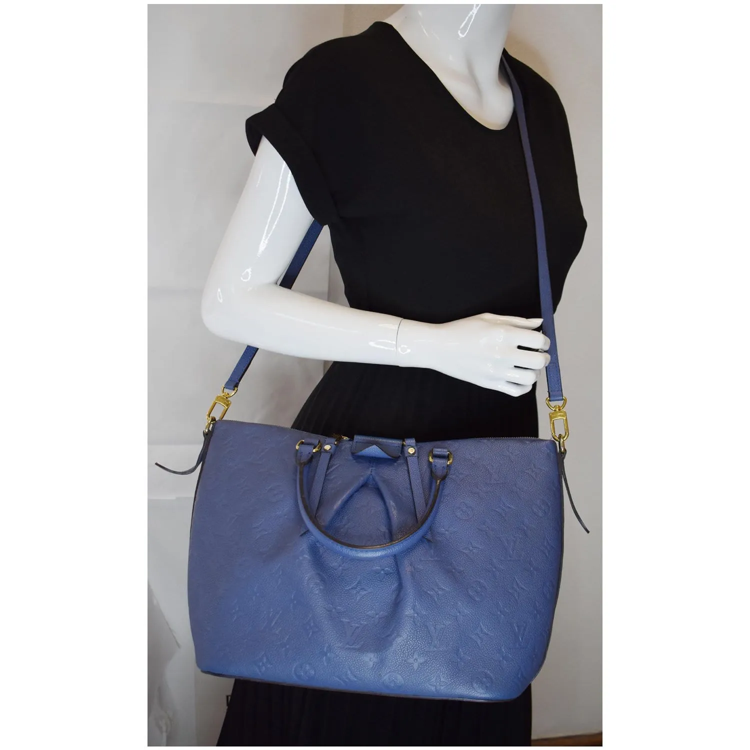 LOUIS VUITTON Mazarine MM Monogram Empreinte Shoulder Bag Blue