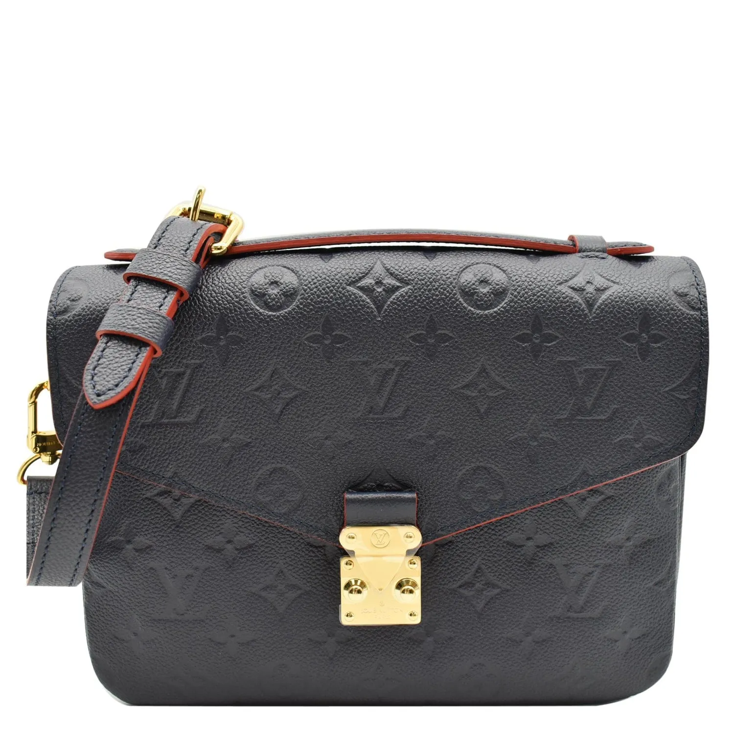 LOUIS VUITTON Metis Pochette Empreinte Leather Crossbody Bag Blue