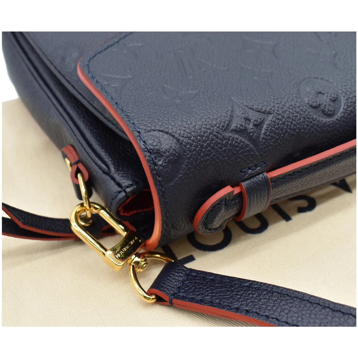 LOUIS VUITTON Metis Pochette Empreinte Leather Crossbody Bag Blue