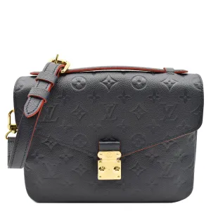 LOUIS VUITTON Metis Pochette Empreinte Leather Crossbody Bag Blue
