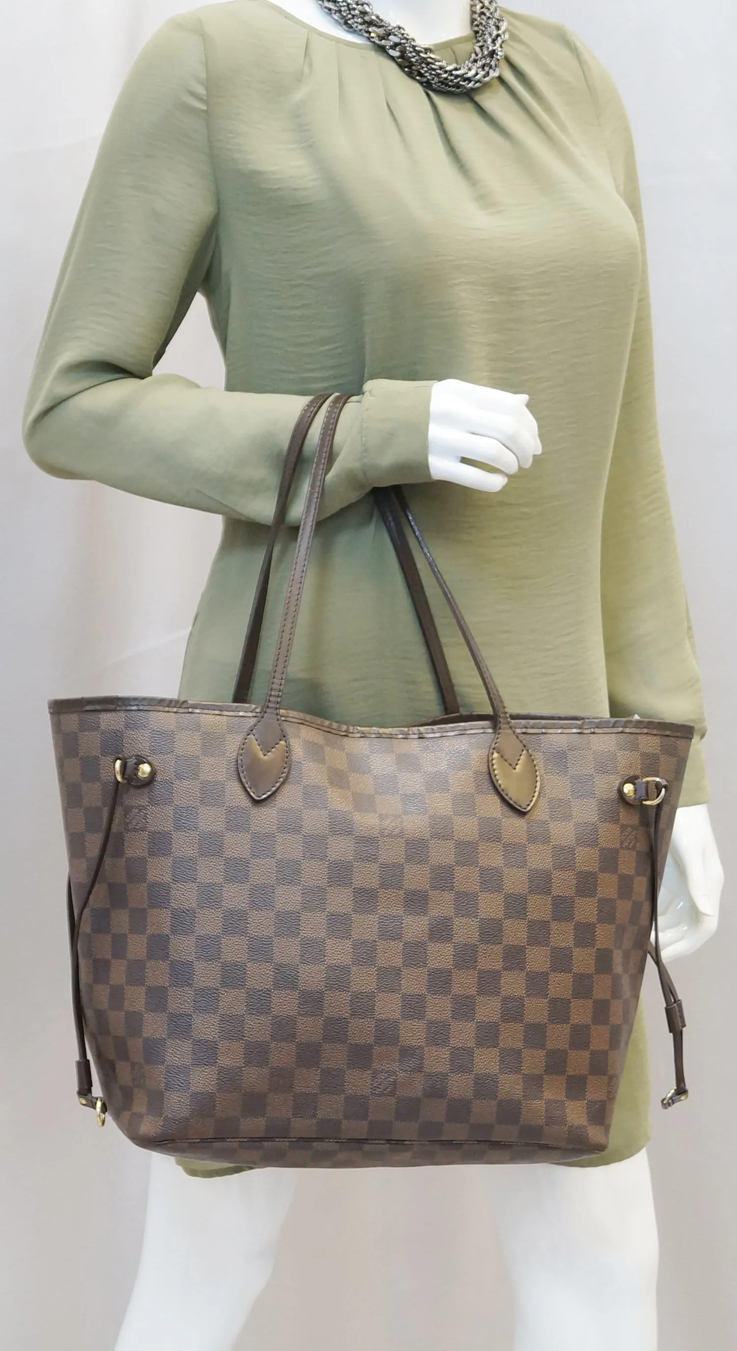 LOUIS VUITTON Neverfull MM Damier Ebene  Tote Shoulder Bag