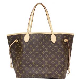 LOUIS VUITTON Neverfull MM Monogram Canvas Tote Shoulder Bag Brown