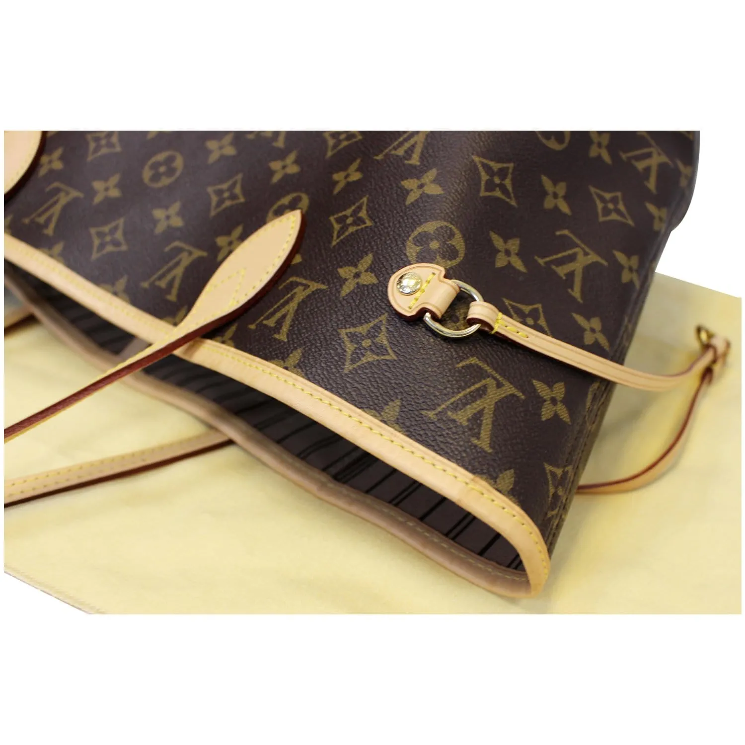 LOUIS VUITTON Neverfull MM Monogram Canvas Tote Shoulder Bag Brown
