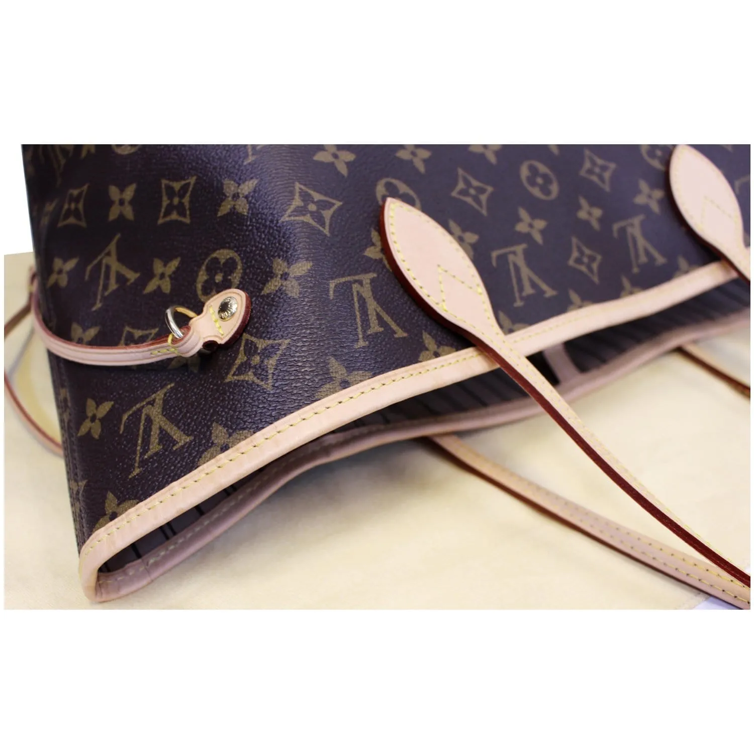 LOUIS VUITTON Neverfull MM Monogram Canvas Tote Shoulder Bag Brown