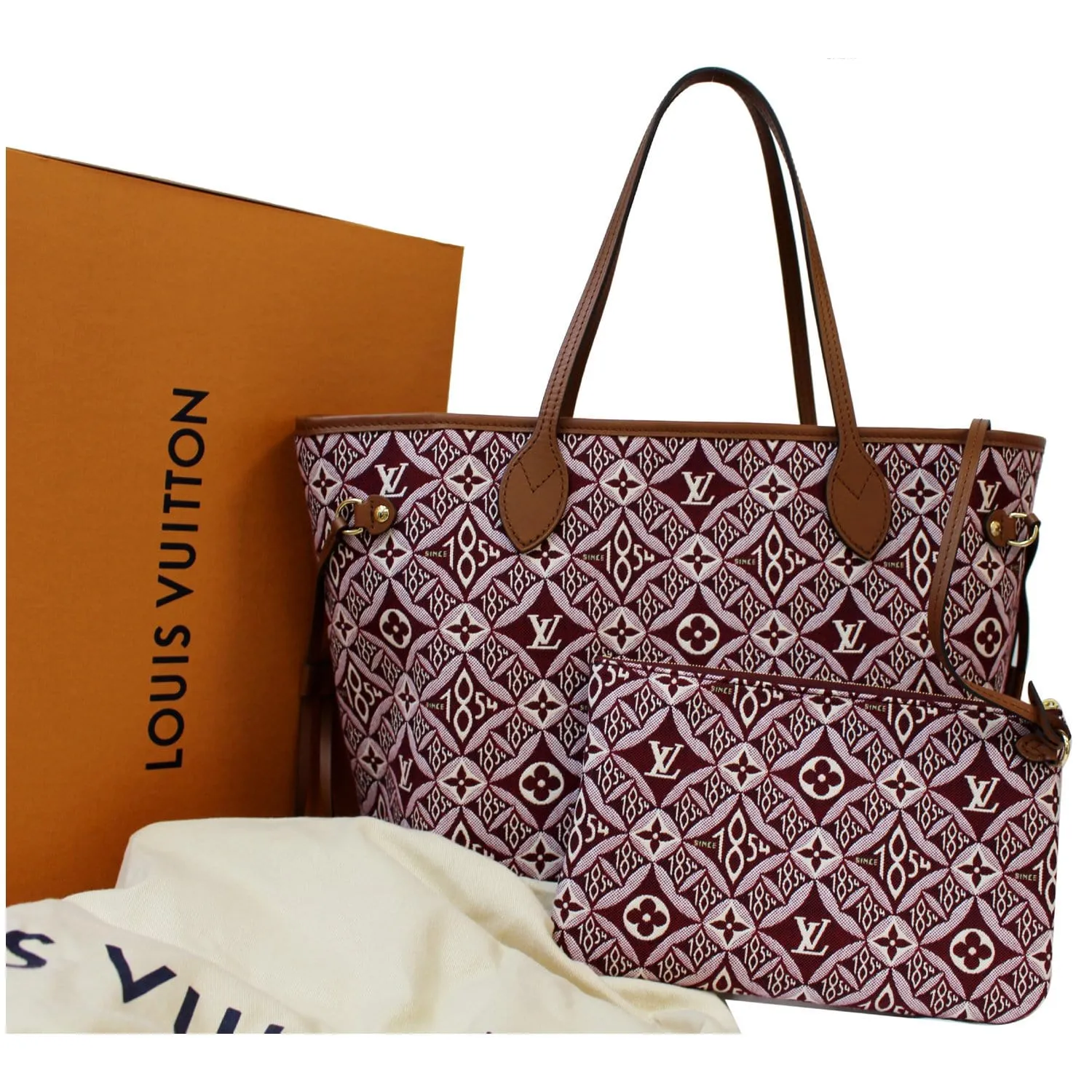 LOUIS VUITTON  Neverfull MM Since 1854 Jacquard Shoulder Bag Bordeaux Red