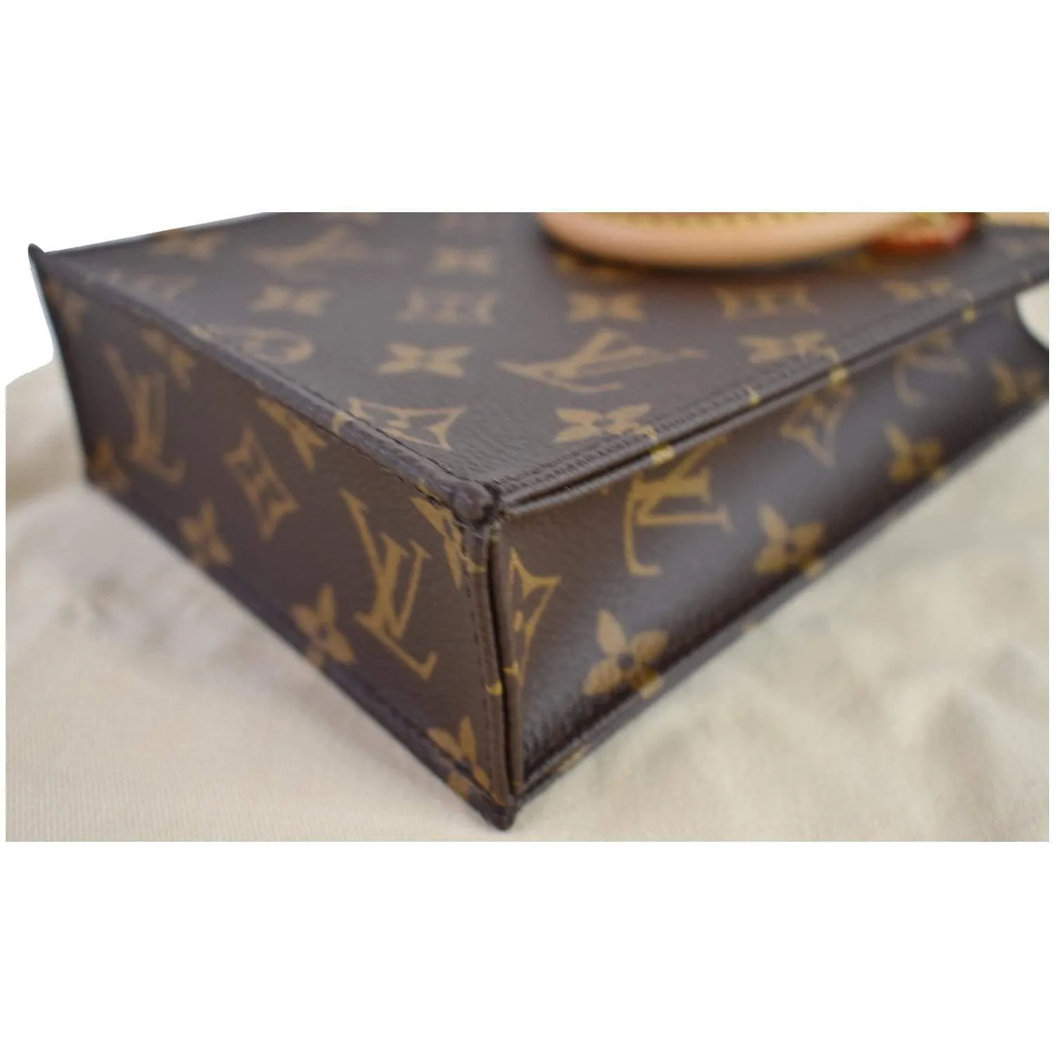 LOUIS VUITTON Petit Sac Plat Monogram Canvas Shoulder Bag Brown