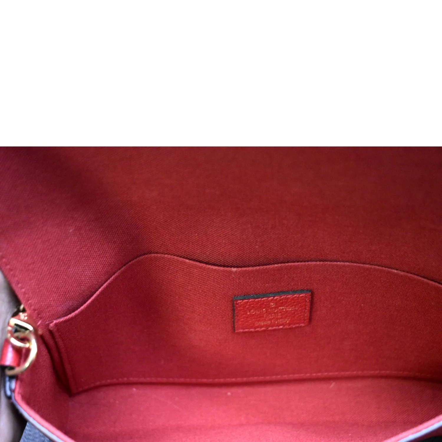LOUIS VUITTON Pochette Felicie Monogram Empreinte Chain Wallet Red