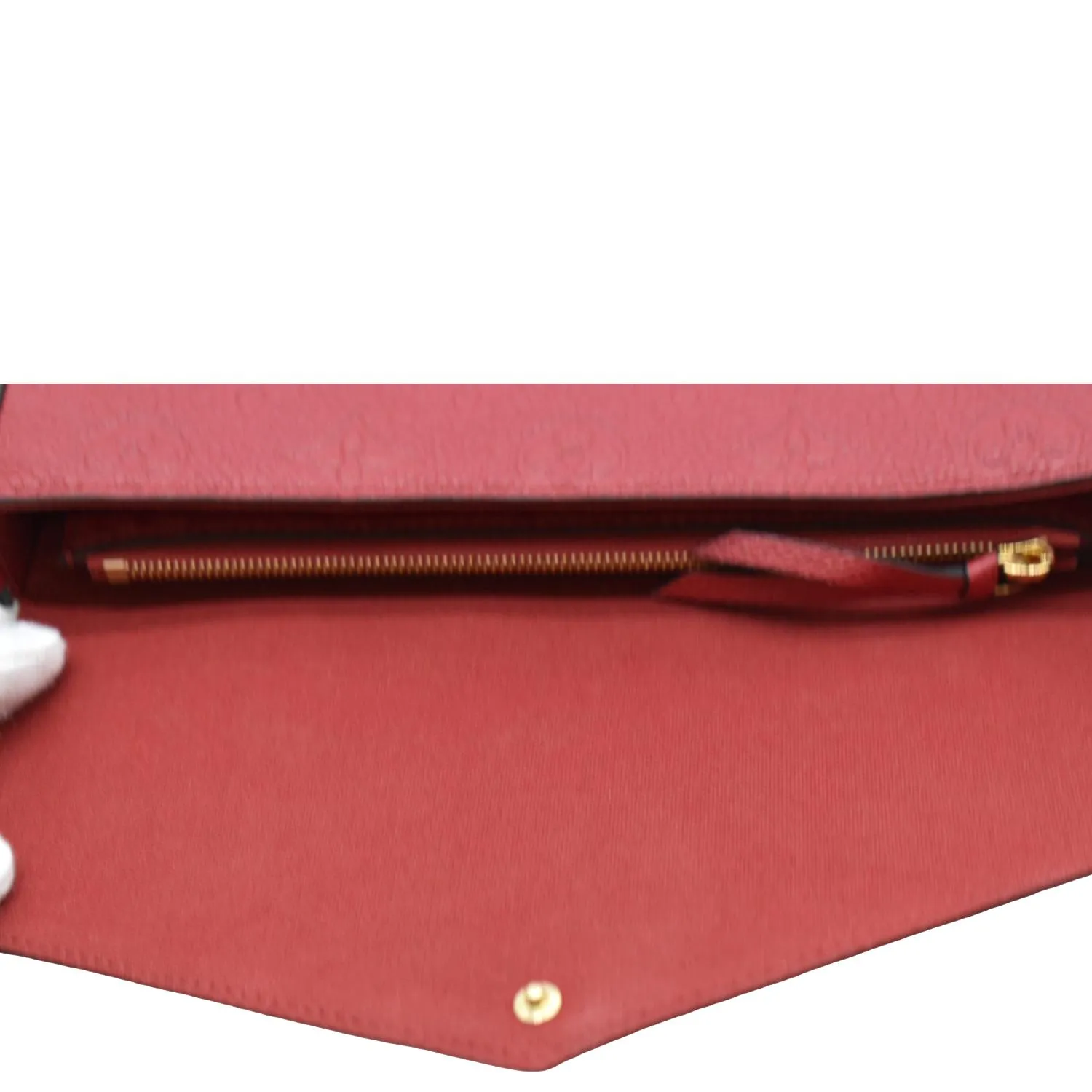 LOUIS VUITTON Pochette Felicie Monogram Empreinte Chain Wallet Red