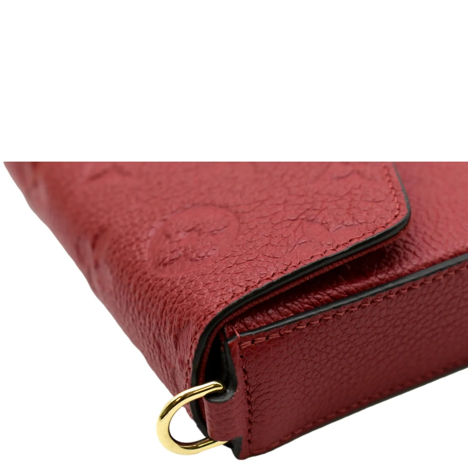 LOUIS VUITTON Pochette Felicie Monogram Empreinte Chain Wallet Red