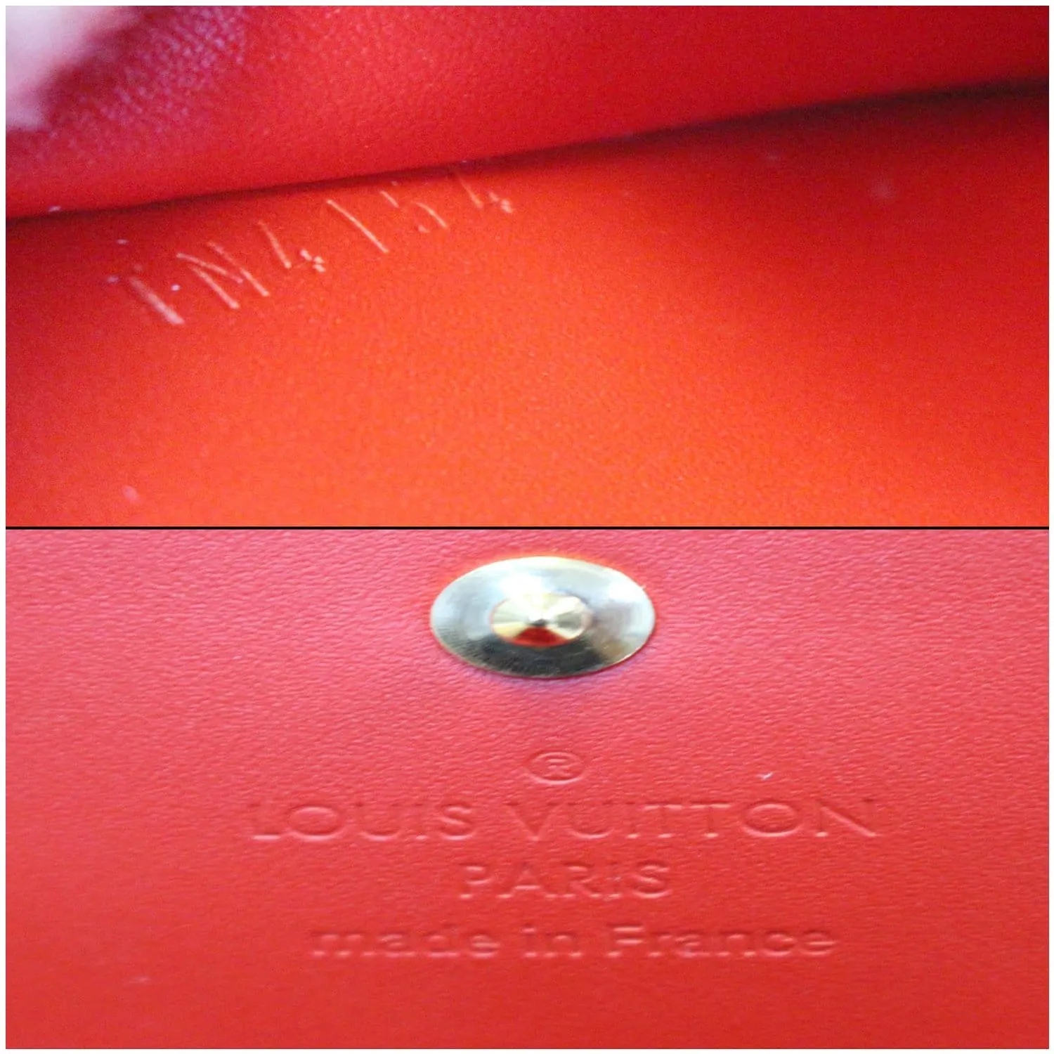 LOUIS VUITTON Sarah Vernis Leather Chain Wallet Red