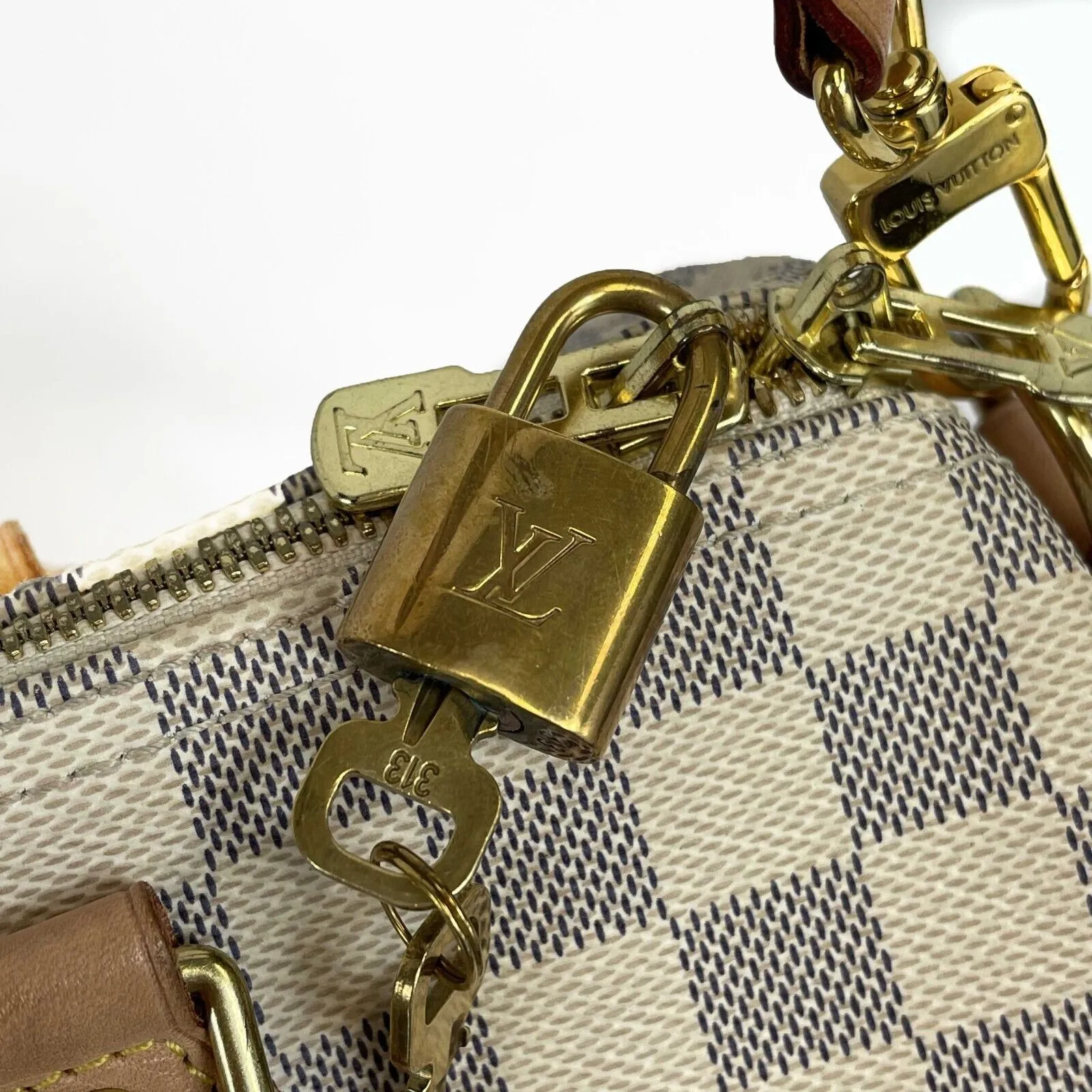 Louis Vuitton Speedy 35 Bandouliere Damier Azure / Top Handle w/ Strap