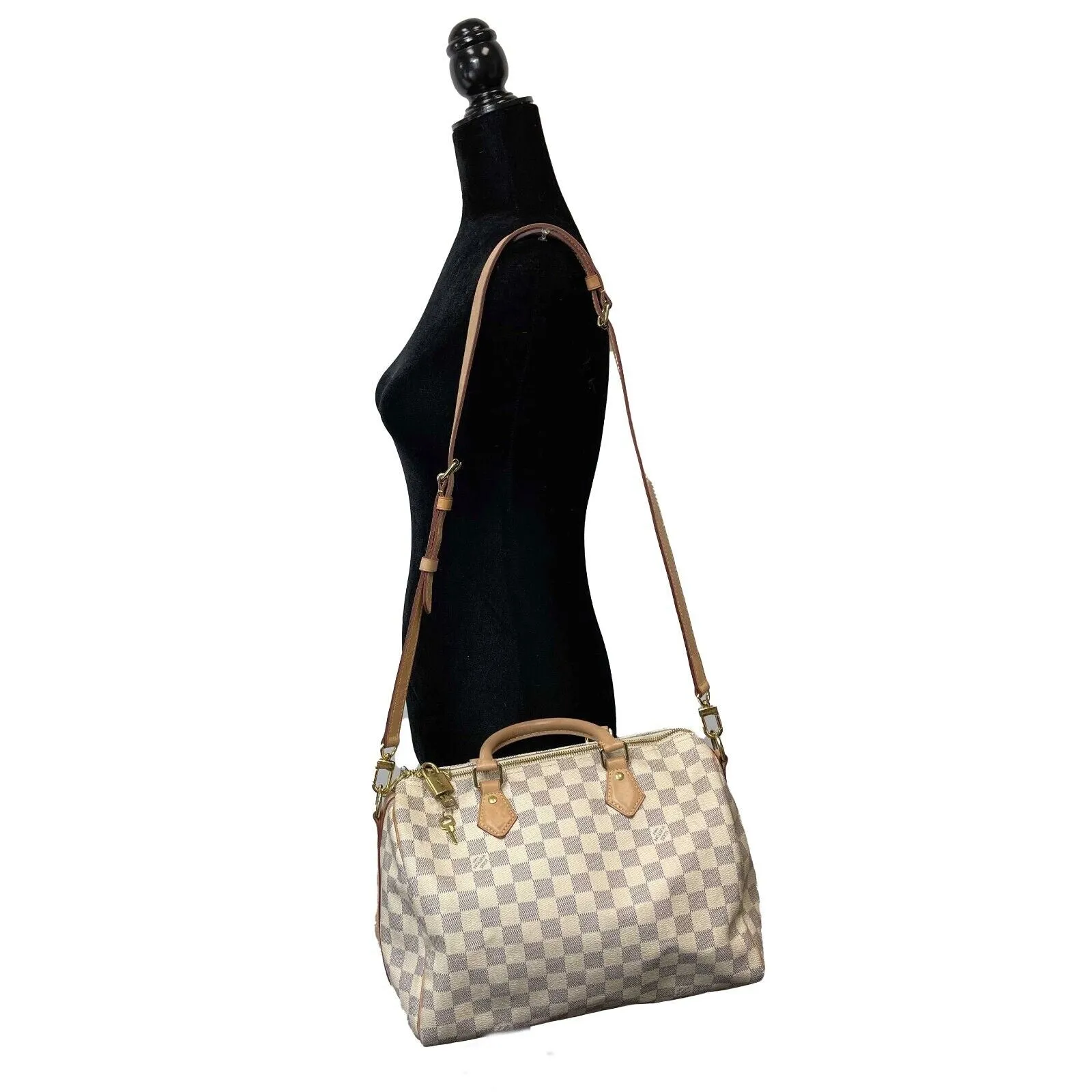 Louis Vuitton Speedy 35 Bandouliere Damier Azure / Top Handle w/ Strap