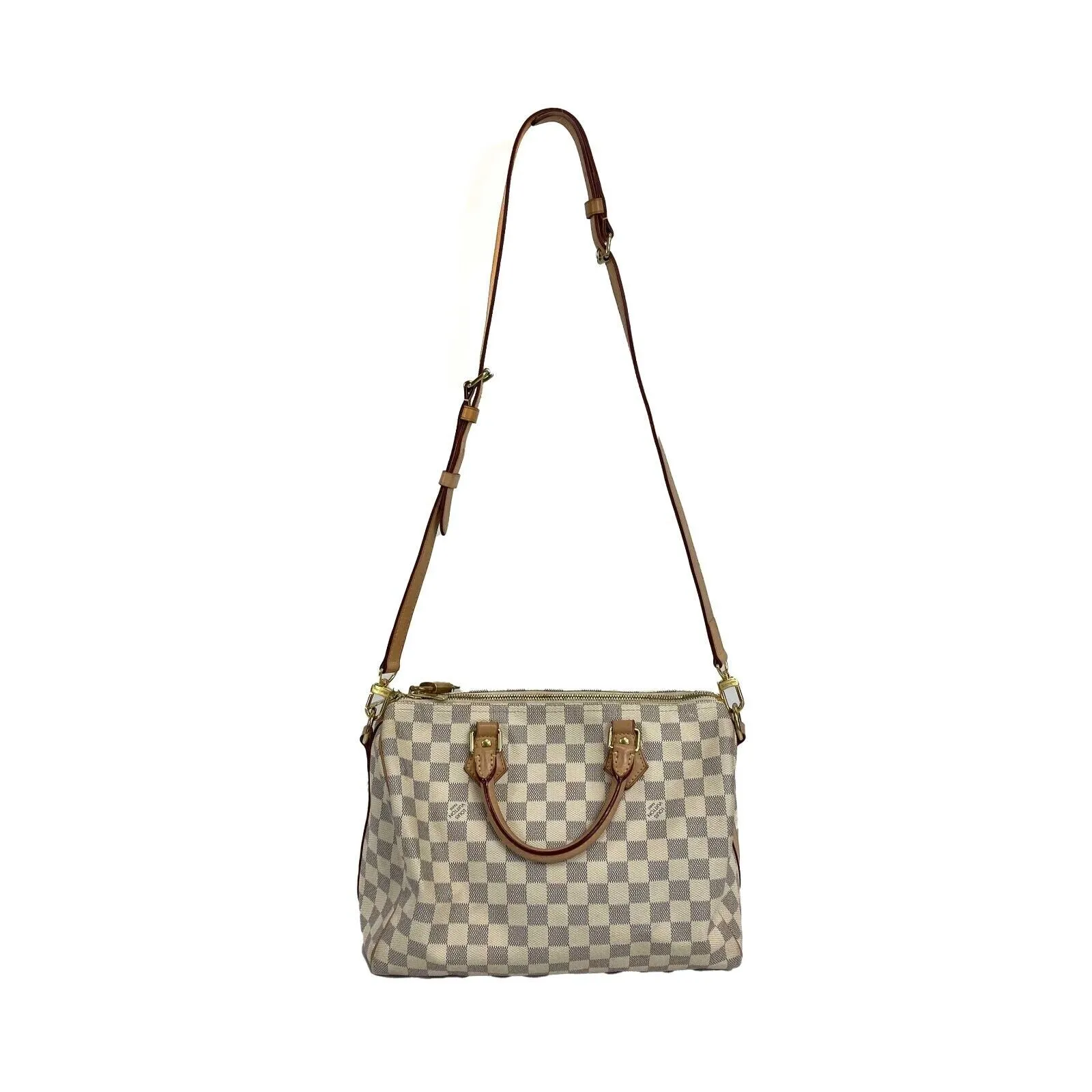 Louis Vuitton Speedy 35 Bandouliere Damier Azure / Top Handle w/ Strap
