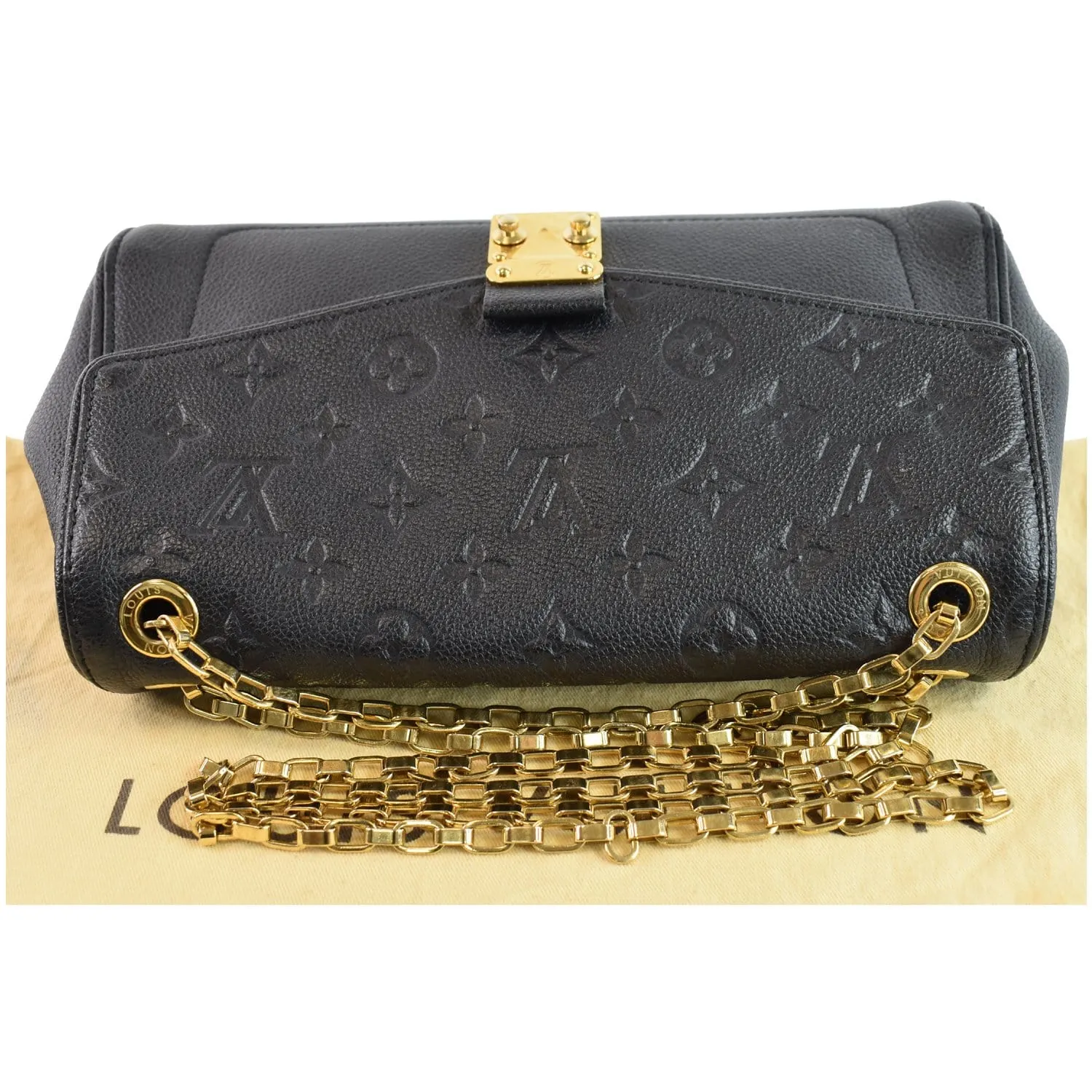 LOUIS VUITTON St Germain MM Monogram Empreinte Leather Shoulder Bag Black
