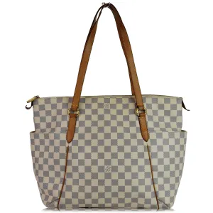 LOUIS VUITTON Totally MM Damier Azur Shoulder Bag White