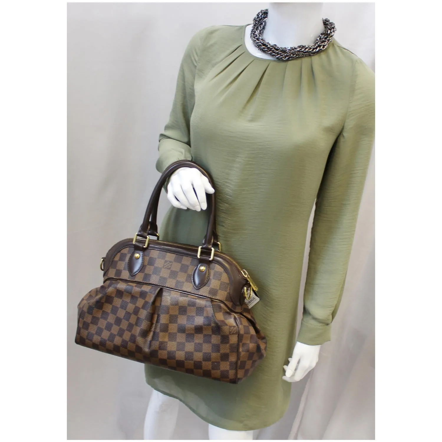 LOUIS VUITTON Trevi PM Damier Ebene Shoulder Bag Brown