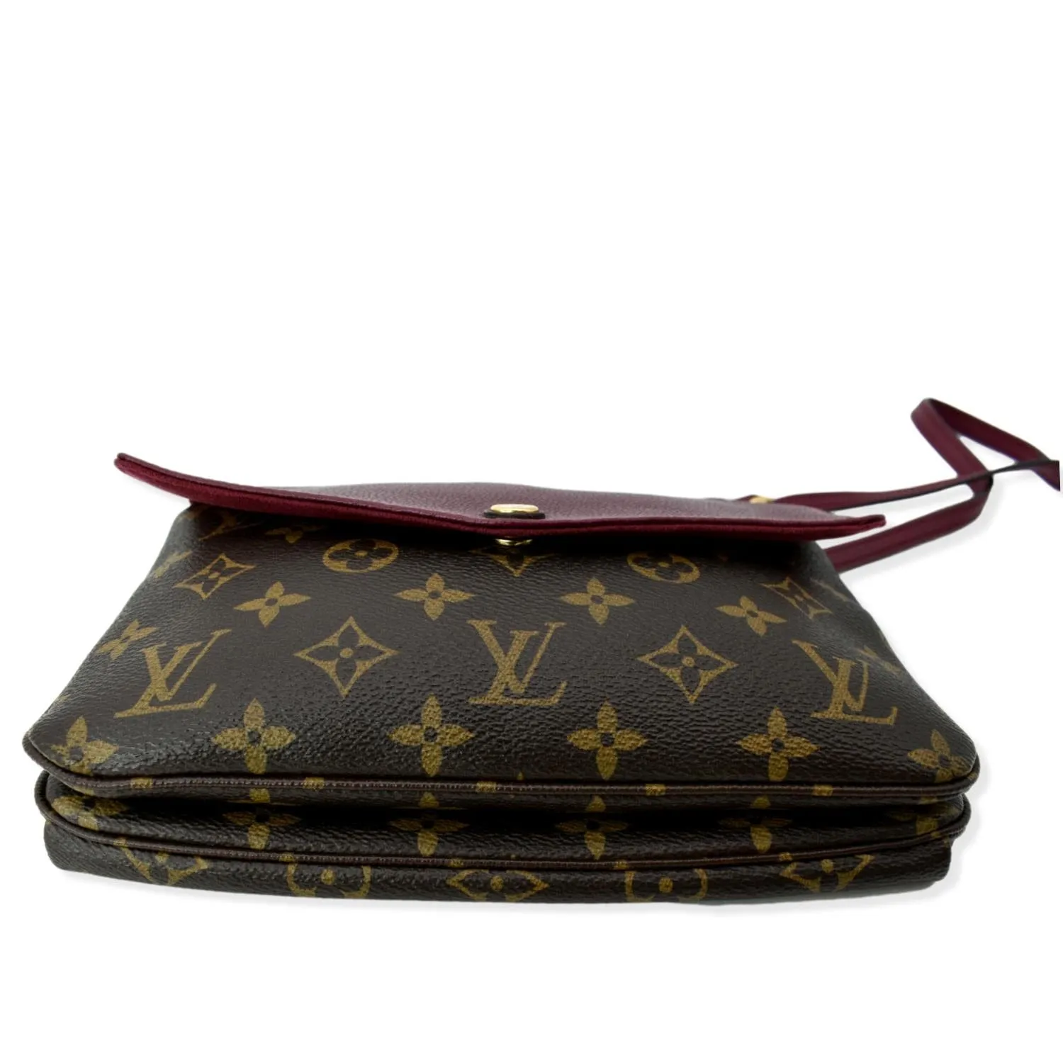 LOUIS VUITTON Twice Pochette Monogram Canvas Crossbody Bag Brown