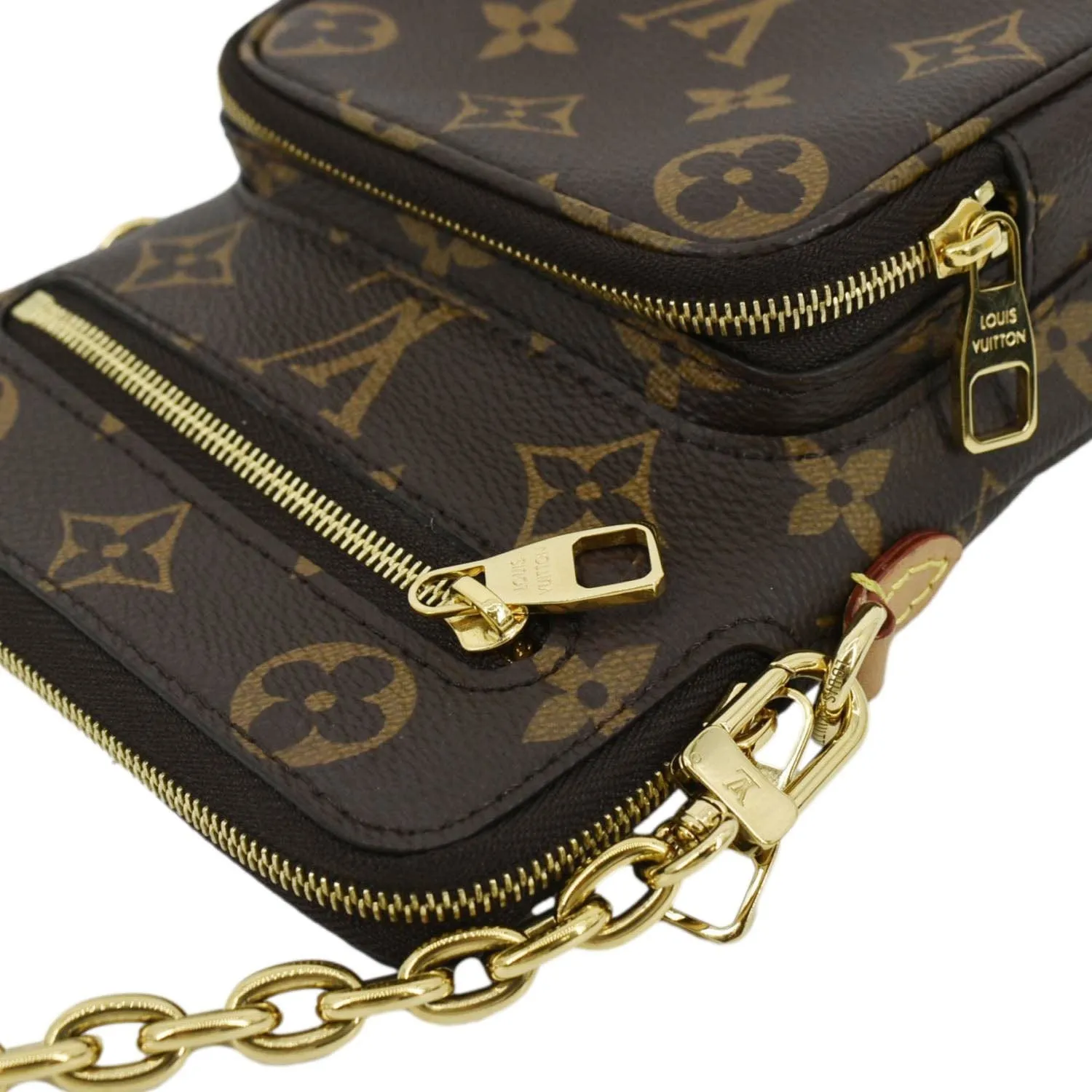 LOUIS VUITTON Utility Phone Sleeve Monogram Canvas Crossbody Bag Brown