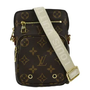 LOUIS VUITTON Utility Phone Sleeve Monogram Canvas Crossbody Bag Brown