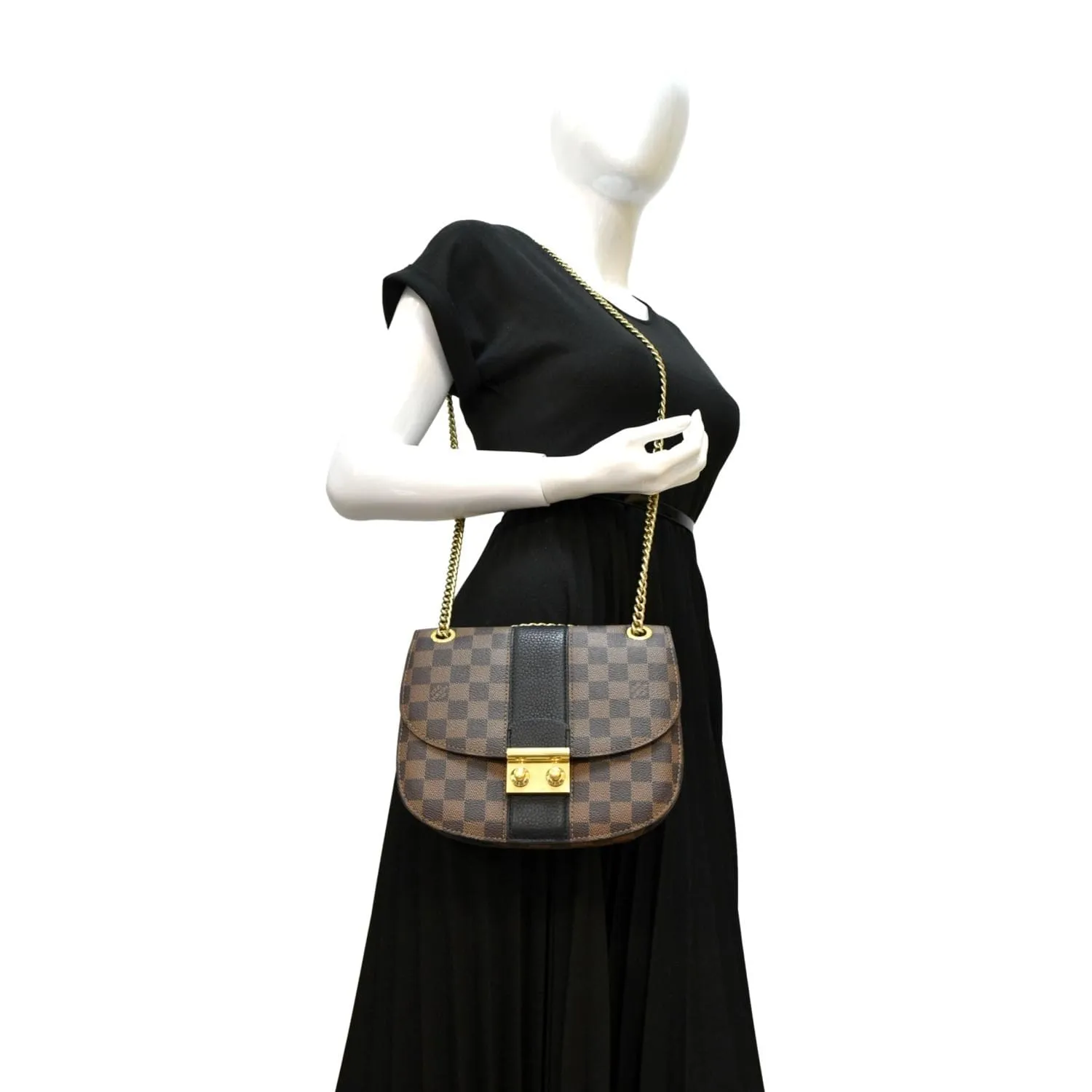 LOUIS VUITTON Wight Damier Ebene Crossbody Bag Black