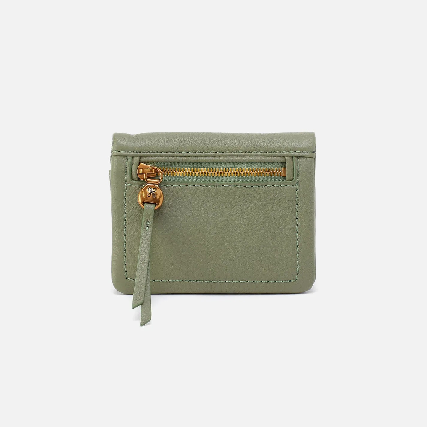 Lumen Mini Wallet In Pebbled Leather - Watercress
