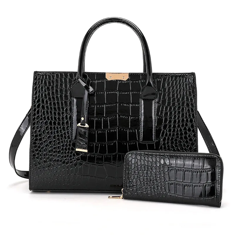 Luxury Handbags Alligator Designer PU Patent Leather Crossbody Bag For Women Tote Retro Ladies Messegner Shoulder Bags Bolsa Sac