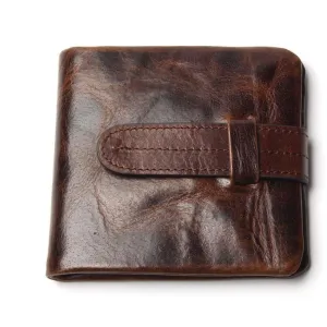 Luxury Vintage Casual 100% Real Genuine Cowhide Oil Wax Leather Men Short Bifold Wallet Wallets Purse Coin Pocket Male Zipper