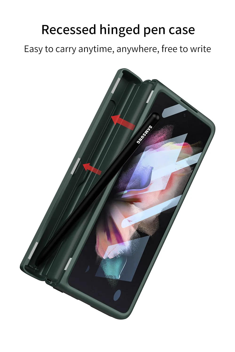 Magnetic Hinge All-included Pen Case For Samsung Galaxy Z Fold 3 Case Screen Tempered Glass Stand For Galaxy Z Fold3 Cover
