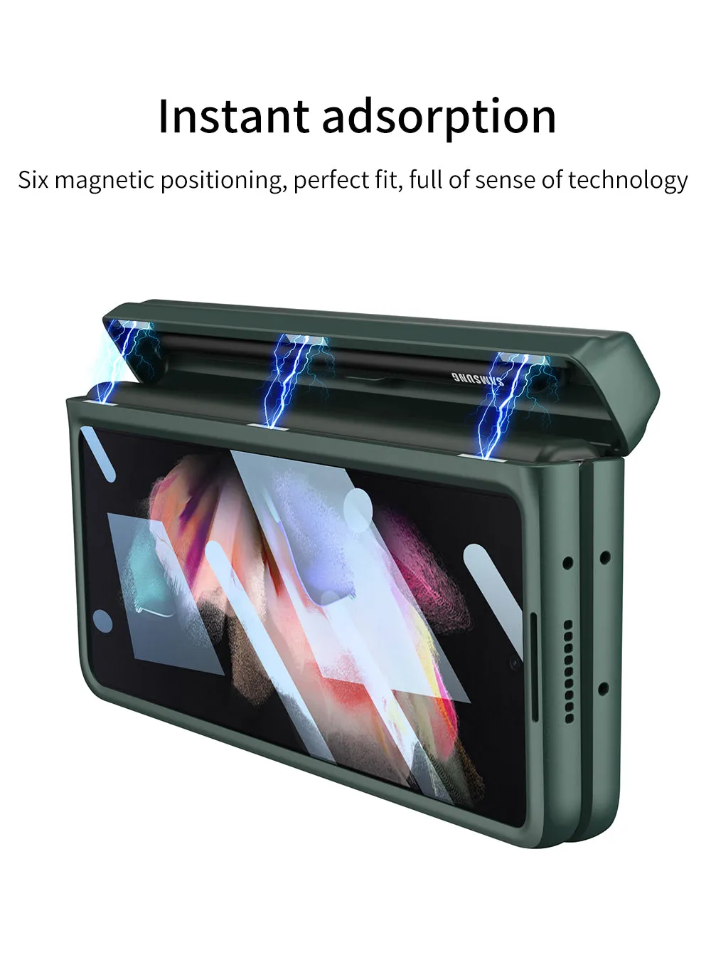 Magnetic Hinge All-included Pen Case For Samsung Galaxy Z Fold 3 Case Screen Tempered Glass Stand For Galaxy Z Fold3 Cover