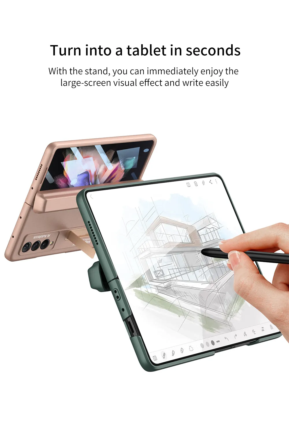 Magnetic Hinge All-included Pen Case For Samsung Galaxy Z Fold 3 Case Screen Tempered Glass Stand For Galaxy Z Fold3 Cover