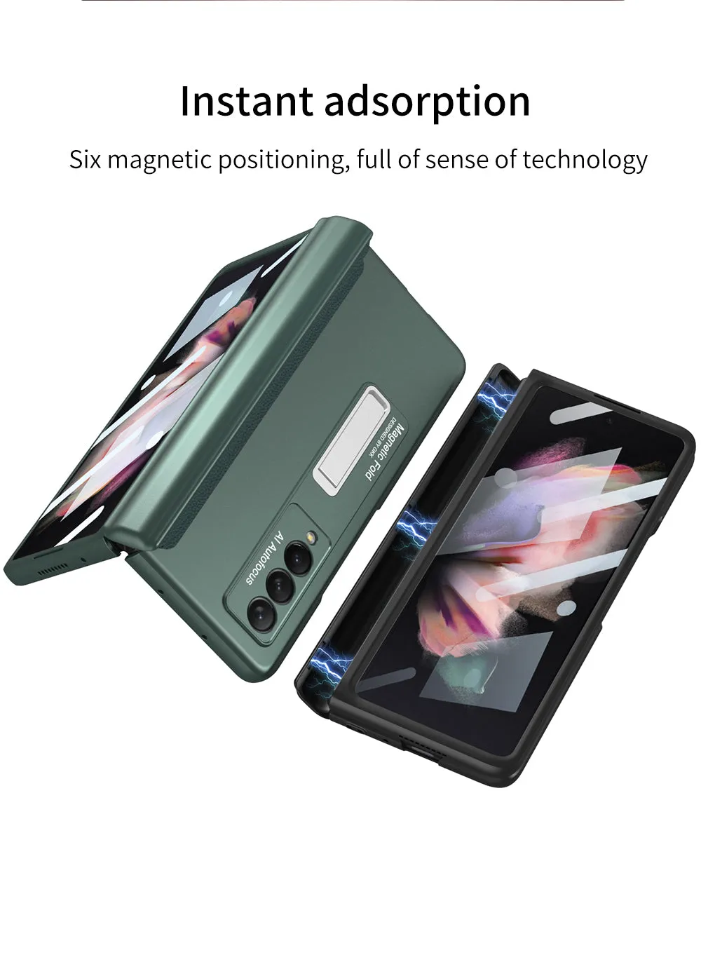 Magnetic Tempered Glass Stand Case For Samsung Galaxy Z Fold Flip 3 Bracket Stand Hard Phone Cover For Samsung Fold3
