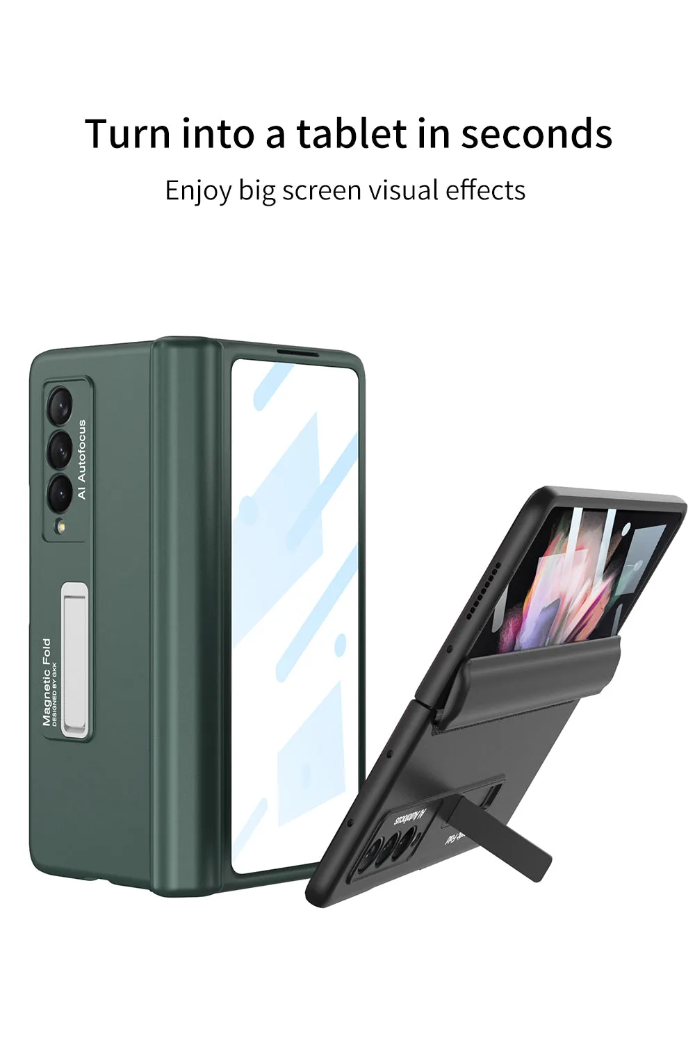 Magnetic Tempered Glass Stand Case For Samsung Galaxy Z Fold Flip 3 Bracket Stand Hard Phone Cover For Samsung Fold3
