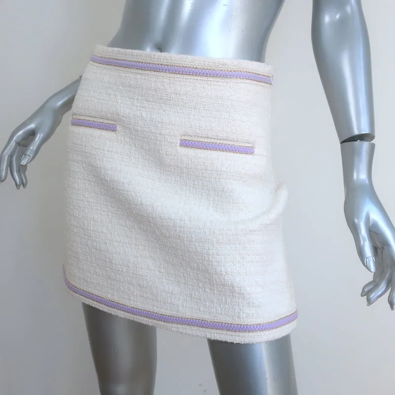 Maje Janessa Tweed Mini Skirt Ecru Cotton-Blend Size 36