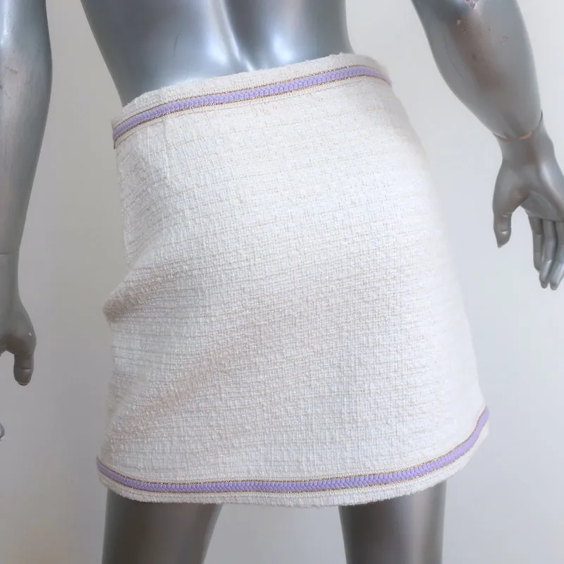 Maje Janessa Tweed Mini Skirt Ecru Cotton-Blend Size 36