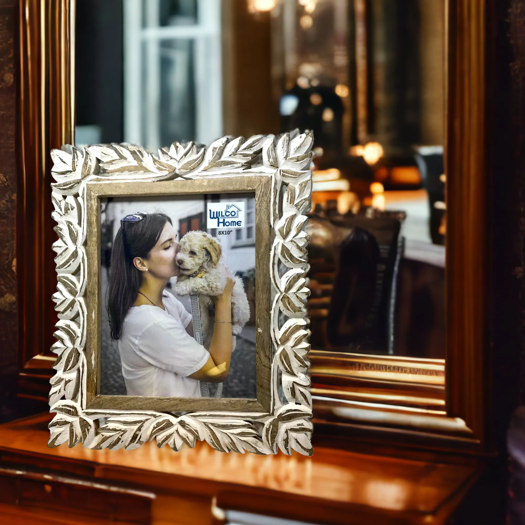 Malaga Hand-Carved Easel Photo Frame-Fall Décor: 4x6"