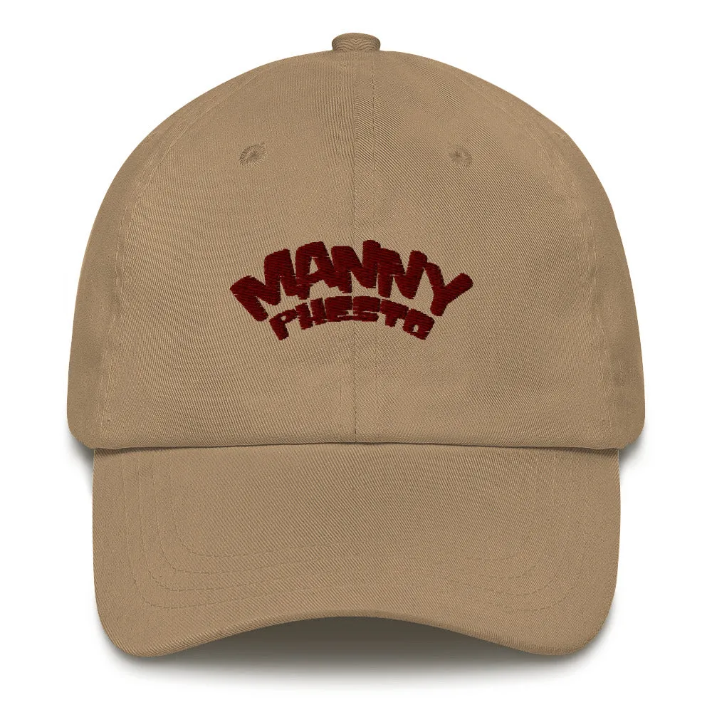Manny Phesto Text Logo (Sexy Red Text) Embroidered Dad Hat