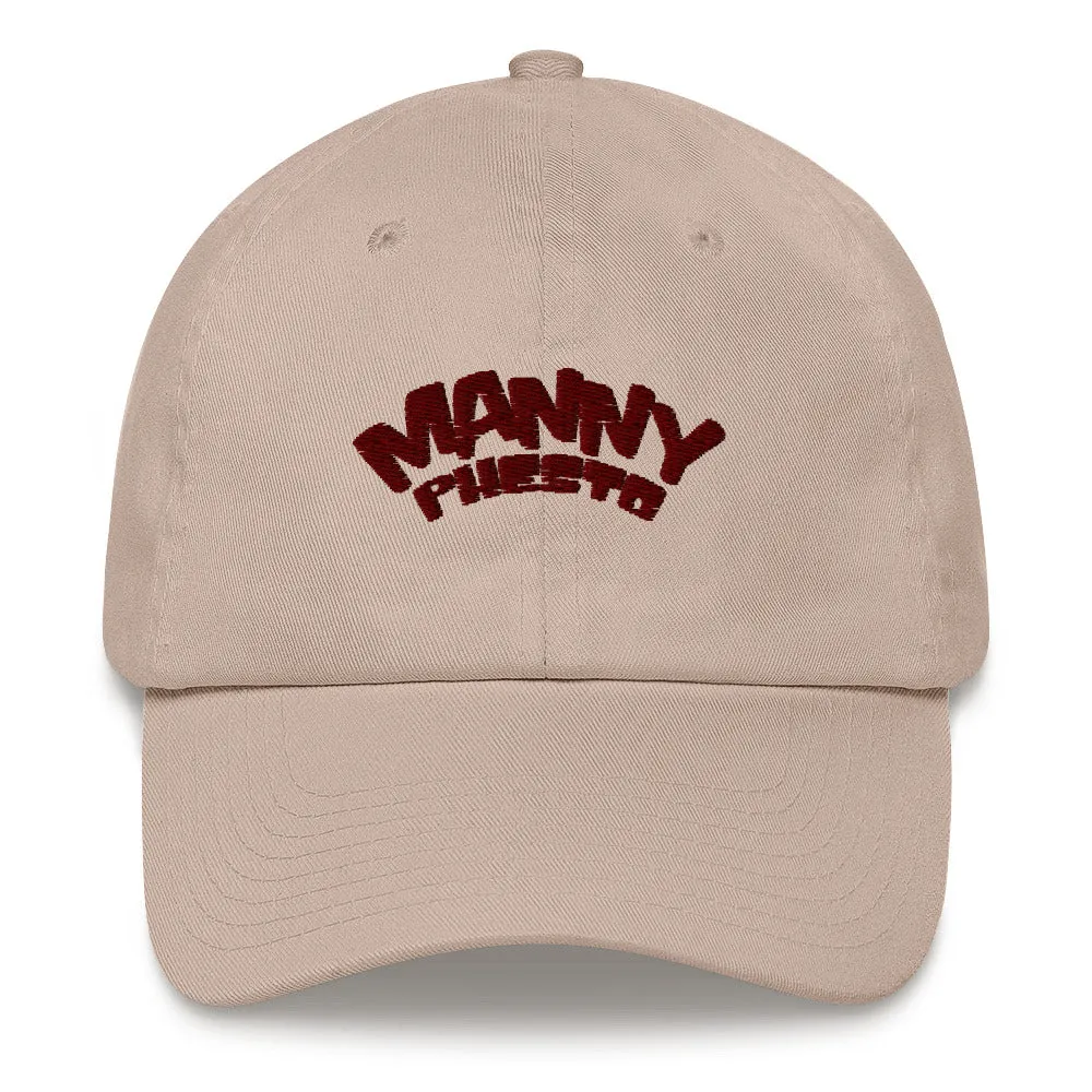 Manny Phesto Text Logo (Sexy Red Text) Embroidered Dad Hat